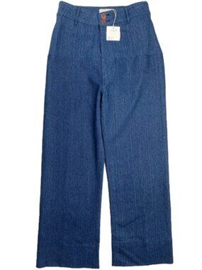 Maria Stanley, Luna Pant: Wide Leg, Crop. High Rise / Dark Blue Denim